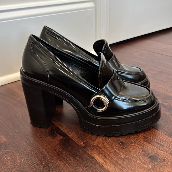 Gianni Bini Black Platform Heels Loafer On-Trend Shoes Patent Chunky Heel, 8.5 - Picture 7 of 11